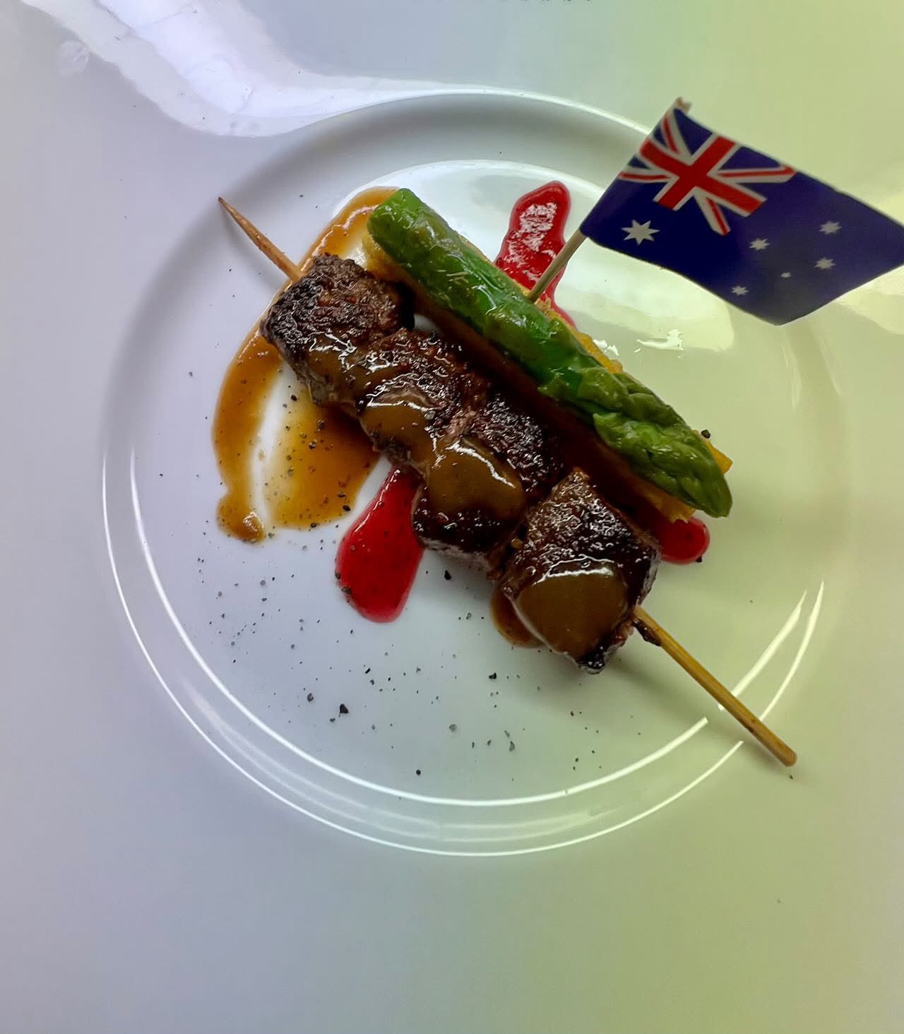 Beef skewer canapé